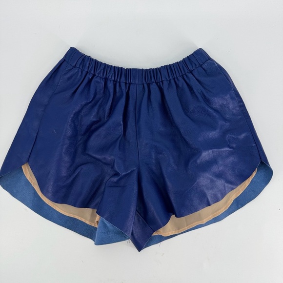 Clover Canyon Elastic Waistband 100% Leather Mini Shorts - Picture 1 of 4